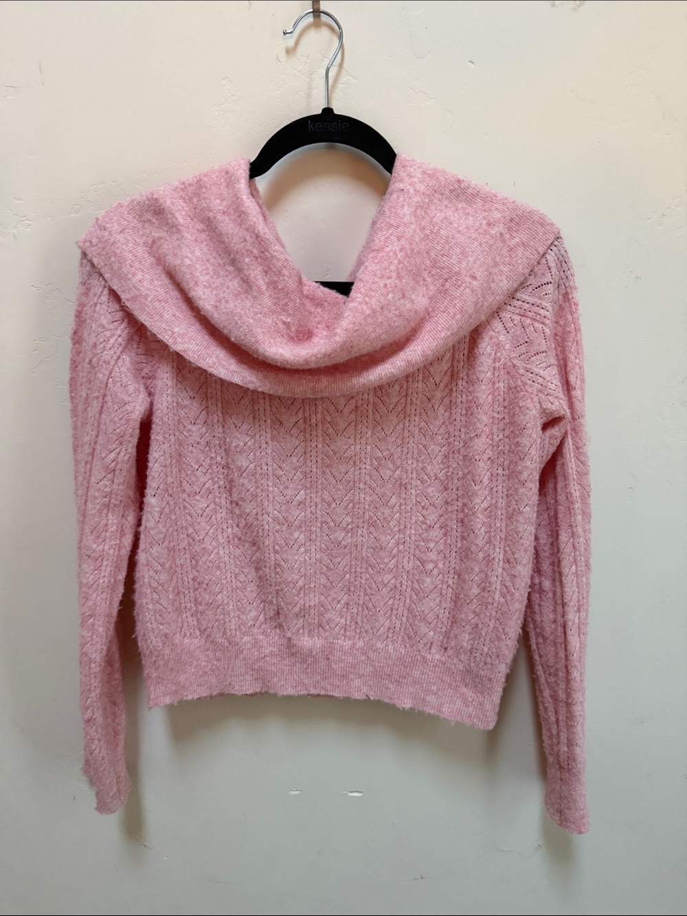 Jessica Simpson Pink Cable Cowl-Neck Sweater